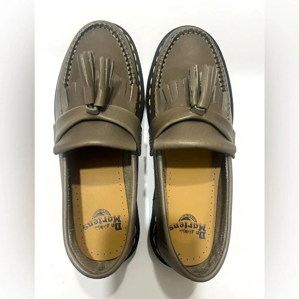 Dr. Martens Men’s Adrian YS Leather Tassel Loafer in Olive Green New - Picture 8 of 16